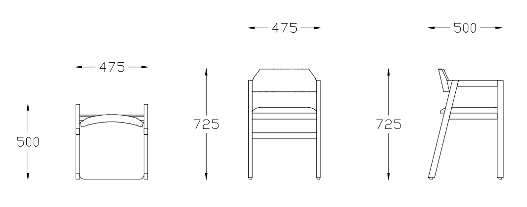 Armchair dimensions online mm